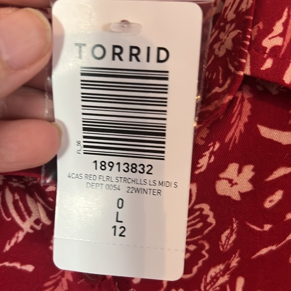 NWT TORRID MIDI CHALLIS SIZE 0/L/12 RED DRESS! - Picture 3 of 6